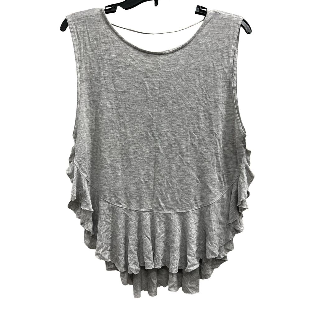 We the Free Uptown Ruffle peplum hem gray tank top Sz S